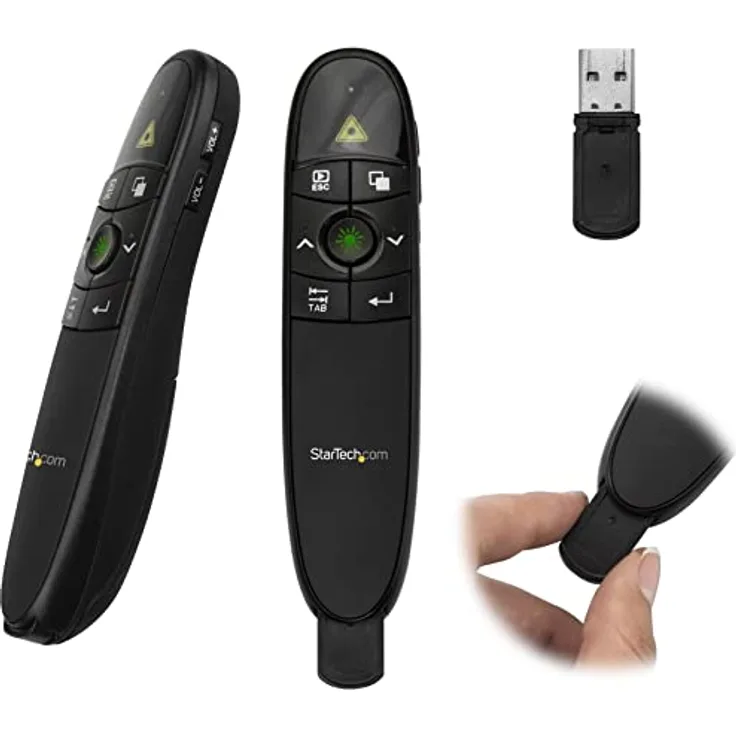 StarTech.com Präsentationsfernbedienung (Wireless Presenter, PPT Fernbedienung, USB PowerPoint Presenter, 27m) Schwarz