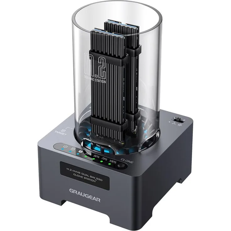 Graugear Klon-Station für M.2-NVMe-SSD - mit Lüfter und One-Touch-Klontaste, SSD + Festplatte Zubehör