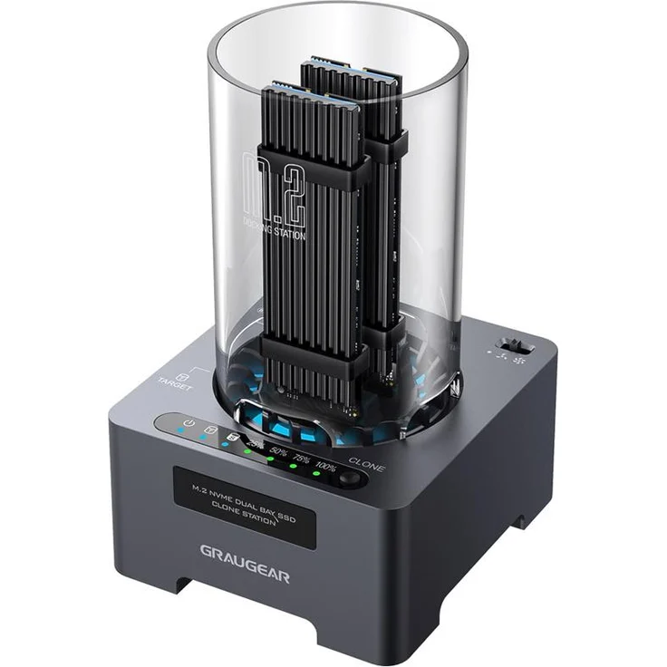 Graugear Klon-Station für M.2-NVMe-SSD - mit Lüfter und One-Touch-Klontaste, SSD + Festplatte Zubehör – Bild 1