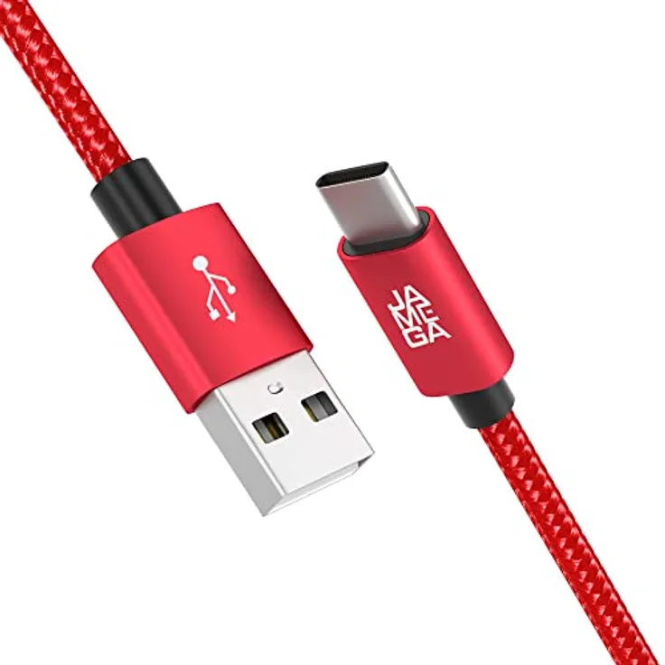 JAMEGA USB-C Kabel Nylon Schnellladekabel 0,5m, Hochgeschwindigkeits-Datenübertragung bis zu 5 Gbps, kompatibel mit Samsung, Huawei, HTC, LG