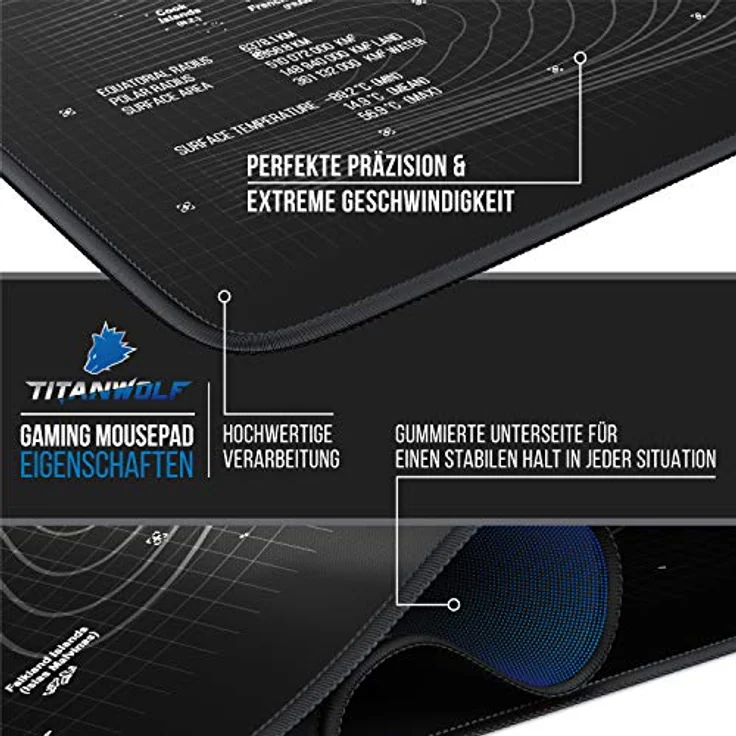 CSL - Übergröße Mauspad 1200x600mm Weltkarte - XXXL Mousepad groß mit Motiv - Tischunterlage Large Size - verbessert Präzision und Geschwindigkeit - XXL Gaming z.B. für Logitech Maus und Tastatur – Bild 5
