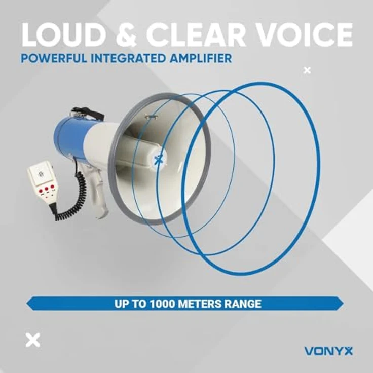Vonyx MEG065 Megaphon 65W USB SD Akku Aufnahme Sirene Mikrofon – Bild 4