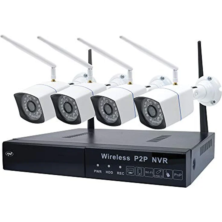 PNI Videoüberwachungspaket House WiFi550, NVR 8 Kanäle 1080P mit 4 drahtlosen wetterfesten Aussenkameras 720P, P2P, weiss und schwarz – Bild 2