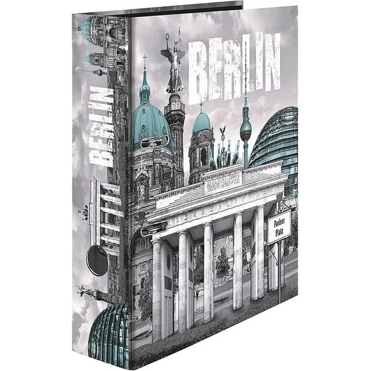 HERMA Aktenordner Berlin, DIN A4 breit, mit Griffloch und Hebelmechanik, Wahrzeichen der Stadt Berlin