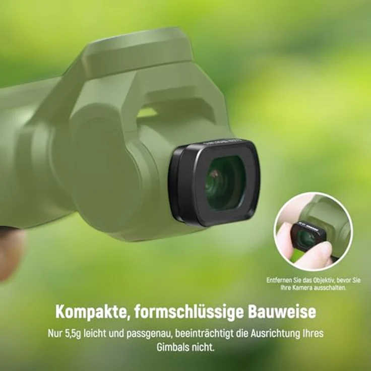 NEEWER 0,72x Weitwinkelobjektiv mit 112° Sichtfeld, kompatibel mit DJI Osmo Pocket 3 / 4 und Xtra Muse, asphärisches HD Optikglas mit Displayschutzfolie, LS-70 – Bild 7