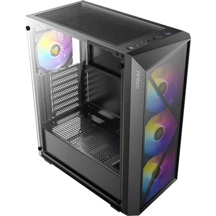 Antec AX67 ATX Mid-Tower Gehäuse, Schwarz, mit ARGB-Beleuchtung und gehärteter Glasscheibe, kompatibel mit ATX/ITX/Micro-ATX Motherboards, 3x 120mm Lüftern, inkludiert Staubfilter – Bild 10