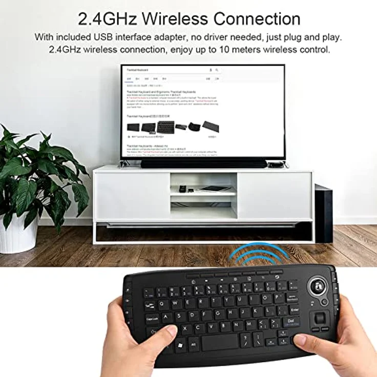 Docooler E30 2,4 GHz Wireless Keyboard mit Trackball Maus Scrollrad Fernbedienung für Android TV BOX Smart TV PC Notebook – Bild 3