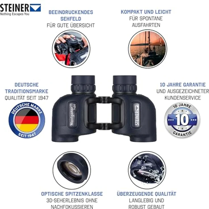 STEINER Marine-Fernglas Navigator 7x30 - Deutsche Marken-Qualität, 10 Jahre Garantie, handlich und kompakt, wasserdicht - Profi-Fernglas in marineblau – Bild 2