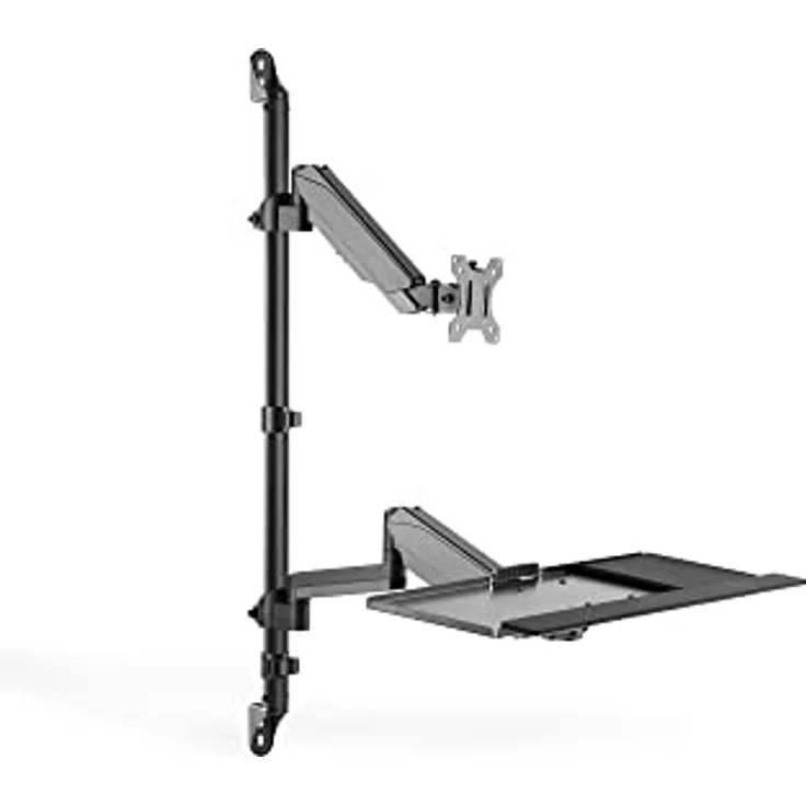 DIGITUS Monitor-Halterung & Tastaturablage & PC-Halterung - Wandmontage- 1 Monitor - Bis 32 Zoll - Schwarz, Max.: 8 kg | VESA: 75x75 bis 100x100 – Bild 2