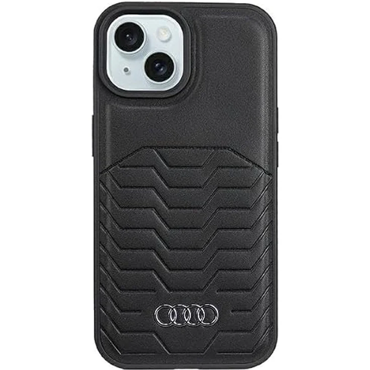 Audi Synthetic Leather Hülle für iPhone 15/14/13 6.1", Schwarz Hartschalenkoffer aus TPU/Kunstleder – Bild 1