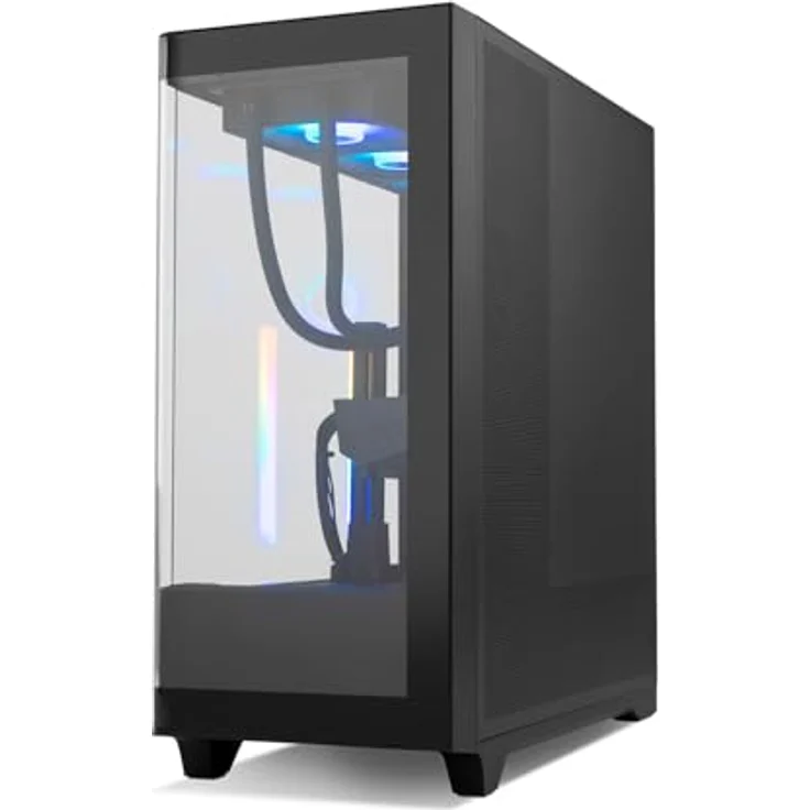 NOX Hummer ETHER, Miditower Gaming PC-Gehäuse mit gehärtetem Glas und USB-C, Schwarz – Bild 7