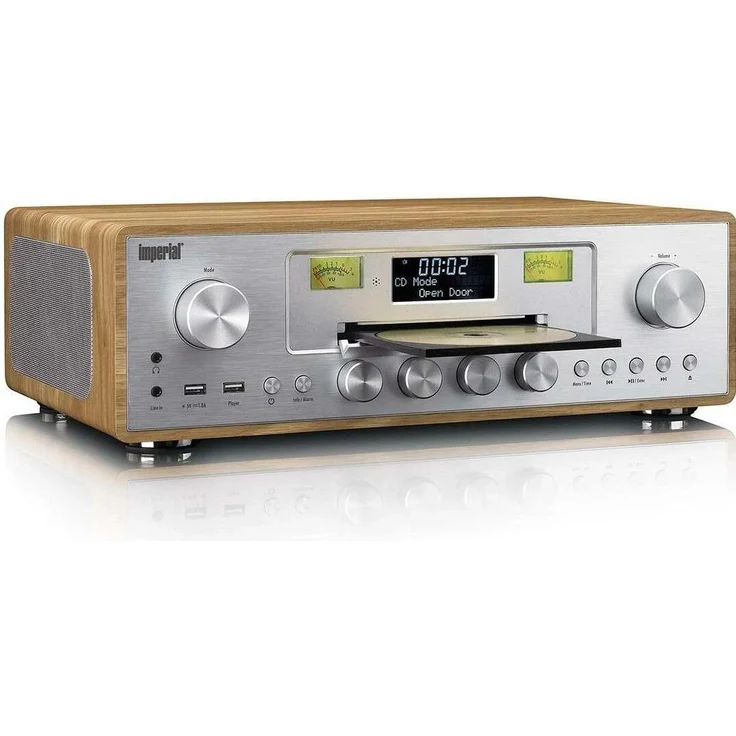 Imperial DABMAN 280CDWDSI, DAB+/FM Radio mit CD-Player, Bluetooth 5.4, Holzgehäuse in Silber/Braun, 30W RMS, integriertes Sicherheitswarnsystem, zwei Weckzeiten