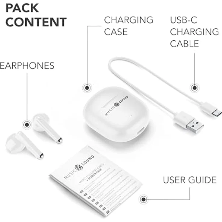 Music Sound Breeze, True Wireless Stereo (TWS) Bluetooth-Headset mit farbiger Hülle für Anrufe und Musik, 64 g, Weiß – Bild 5