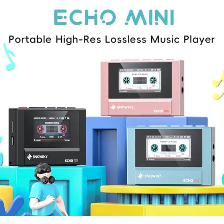 FiiO Echo-Mini-HiFi-Bluetooth-MP3-Player, 15-Stunden-Wiedergabe, unabhängige Lautstärkeregelung, 3,5 mm/4,4 mm Kopfhörerausgänge, rosa – Bild 2