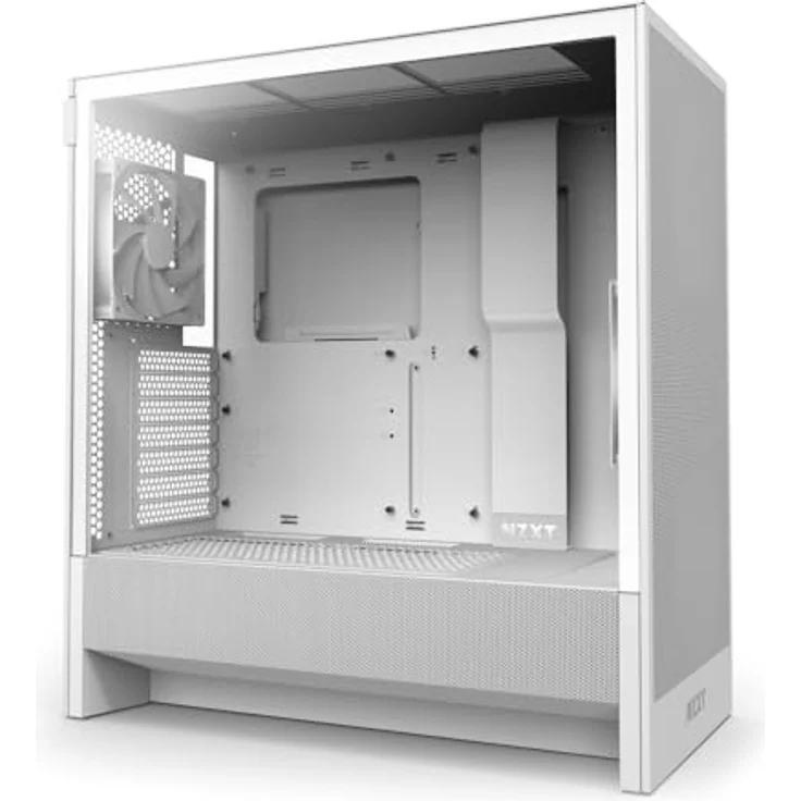 NZXT H5 Flow – Kompaktes ATX-Midi-Tower-PC-Gaming-Gehäuse – Hoher Luftstrom – mit 2 x 120 mm Lüfter – 360 mm vorne & 240 mm – Weiß – Bild 1