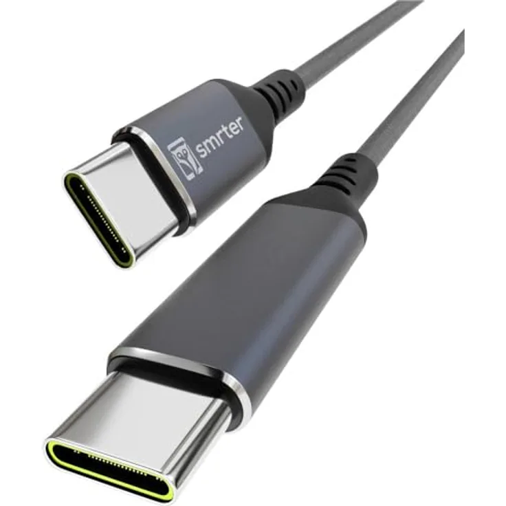 Smrter USB-C® Kabel USB 2.0 USB-C® Stecker, USB-C® Stecker 1 m Anthrazit mit OTG-Funktion, Rund, Stoff-Ummantelung SMRT