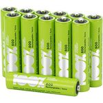 Akku Batterien AAA/Micro / HR03, NiMH, wiederaufladbar, 1,2 Volt (1,2V), 100% PeakPower 800mAh, LSD Technologie, Ready-to-Use - Akkus bereits vorgeladen, sofort nutzbar (12 Stück Akkubatterien)