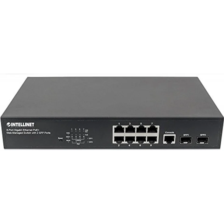 Intellinet 8-Port Gigabit Ethernet PoE+ Web-Managed Switch with 2 SFP Ports, IEEE 802.3ataf Power Over Ethernet PoE+PoE Compliant, 140 561167, Schwarz – Bild 5