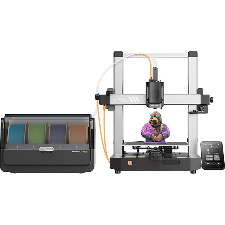 ANYCUBIC KOBRA 3 COMBO 3D-Drucker mit ACE Pro, 600 mm/s, Duales PTC-Heizsystem, Intelligenter Mehrfarbendruck (4-8 Farben)