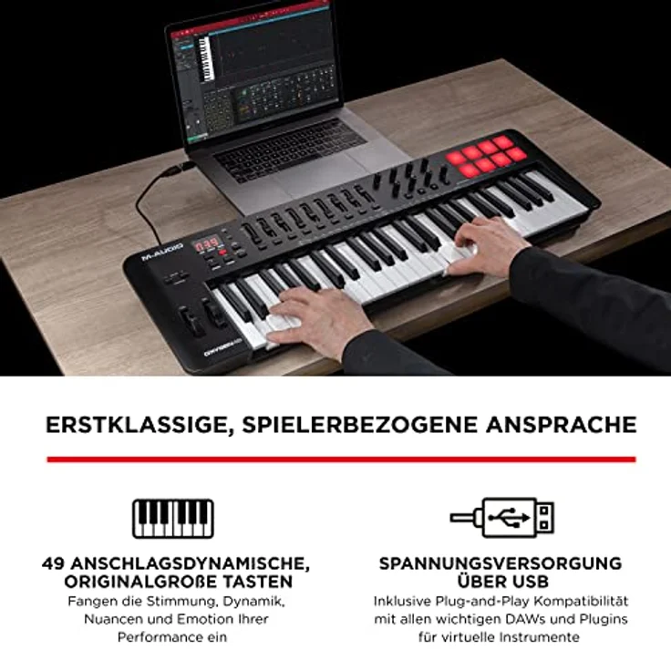 M-Audio Oxygen 49 V – 49-Tasten USB MIDI Keyboard Controller mit Beat Pads, Smart Chord & Scale Modi, Arpeggiator und Softwarepaket inklusive – Bild 2
