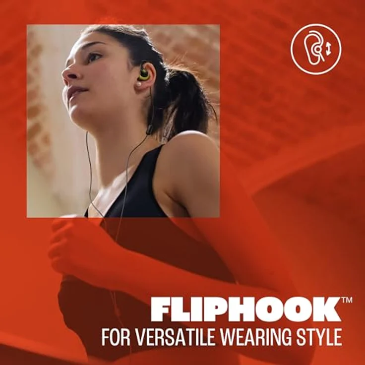 JBL Endurance Run 3, In-Ear-Sport-Kopfhörer mit Kabel, IP65 Wasser-/Staubschutz, FlipHook- und TwistLock-Technologie, JBL Pure Bass Sound, In-Line-Mikrofon, Schwarz/Grau – Bild 3