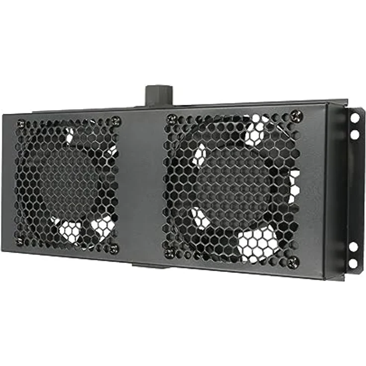 Extralink Ventilator Panel, 2 Ventilatoren, Schwarz, für Serverschrank Standschrank, 19 Zoll Netzwerkschrank, Temperaturregelung, eingebaute Sicherung, Kabel für Thermostat – Bild 1