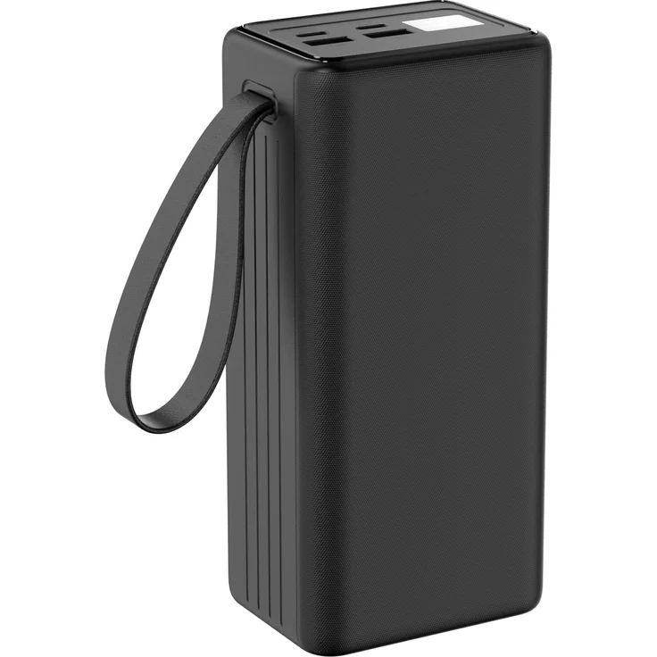 Platinet Powerbank PMPB4065, 40000 mAh, 65W Power Delivery, Schwarz, mit Digitaldisplay und Taschenlampe