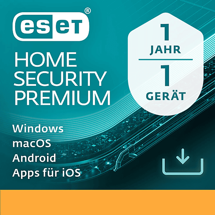 ESET HOME Security Premium, Antivirenprogramm für 1 Nutzer, cloudbasierte Bedrohungserkennung, Passwort-Manager, Diebstahlsicherung, multiplattformfähig für ein Jahr