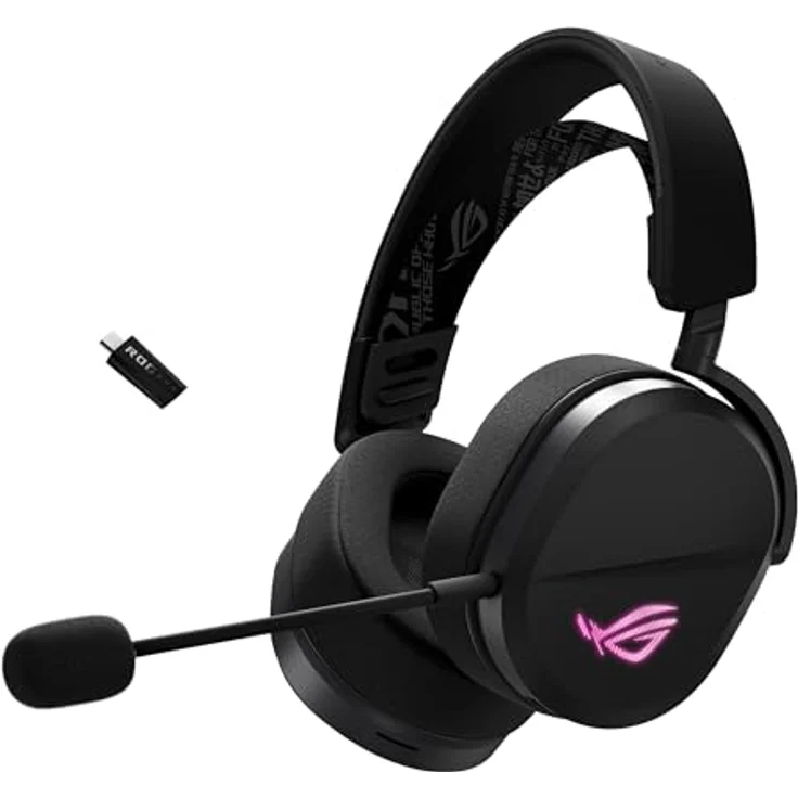 ASUS ROG Pelta kabelloses RGB Gaming Headset (ROG SpeedNova, Bluetooth, 2,4 GHz, USB-C, 50-mm-ROG-Titanmembran-Treibern, 10-mm-Superbreitband-Boom-Mikrofon, 309g leicht, Aura Sync RGB) – Bild 1