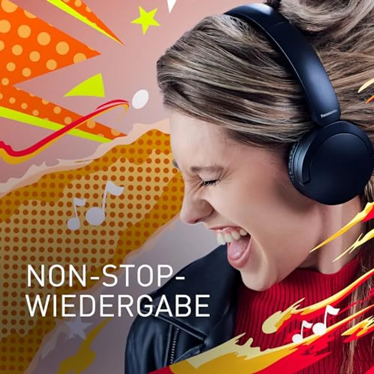 Panasonic RB-HF630BE-K Kabelloser Street-Kopfhörer, On-Ear, Bluetooth 5.3, bis zu 72 Stunden Wiedergabe, USB-C, Schwarz – Bild 2