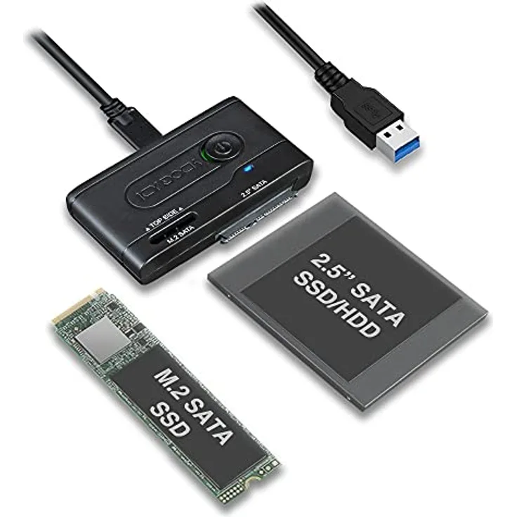 ICY DOCK 2,5 Zoll & M.2 SATA HDD SSD auf USB 3.2 Gen 1 (5 Gbit/s) Docking Adapter | EZ-Adapter MB031U-1SMB