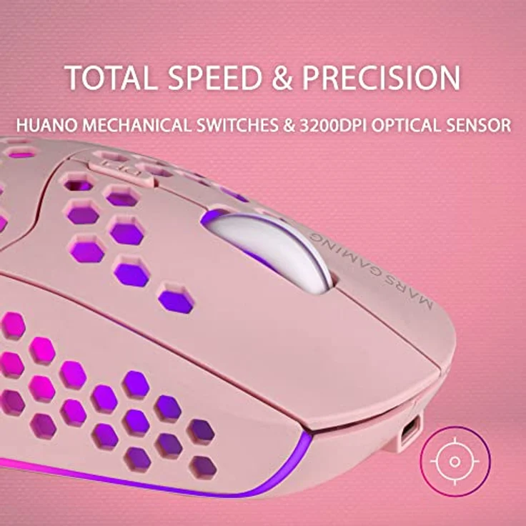 MARSGAMING Mars Gaming MMW3P, Kabellose Gaming Maus, RGB Flow, Ultraleicht 79g, 3200DPI, Rosa – Bild 5