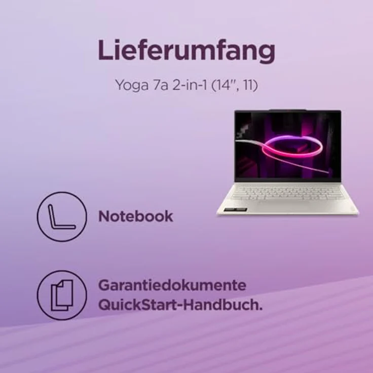 LENOVO Yoga 7 2-in-1 14AGP11 Copilot+ PC, 14 Zoll WUXGA Touchscreen, AMD Ryzen™ AI 5 435, 16 GB RAM, 512 GB SSD, Windows 11 Home, Muschelfarbe – Bild 14