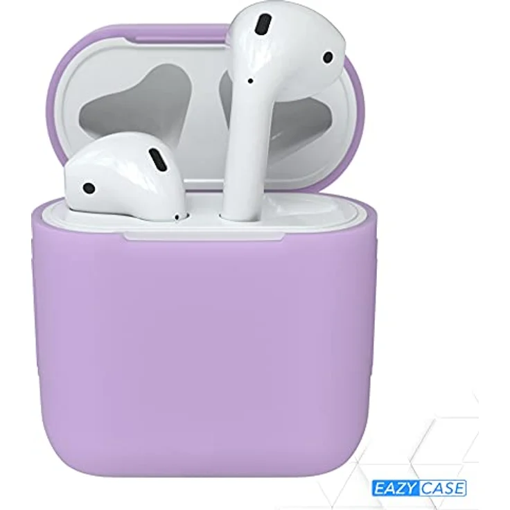 EAZY CASE - Schutzhülle für AirPods 1 & 2 Hülle Lila Silikon Case Stoßfest mit Deckel Schutz Antikratz Etui Cover rutschfeste Silikonhülle für Airpod Pro 1. / 2. Generation Silikoncase in Flieder – Bild 2