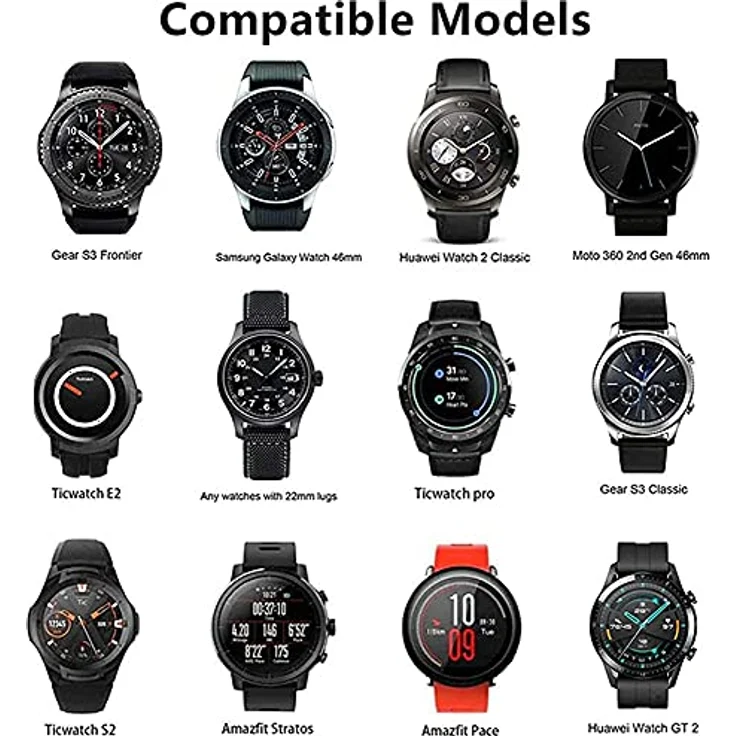Shieranlee 22mm Armband für SUUNTO 9 Peak, Huawei Watch3 Pro, Vantage M/M2, Letsfit IW2/Popglory, UMIDIGI Uwatch 3S, aus Silikon, Schnellverschluss, wasserdicht, Edelstahlverschluss – Bild 2