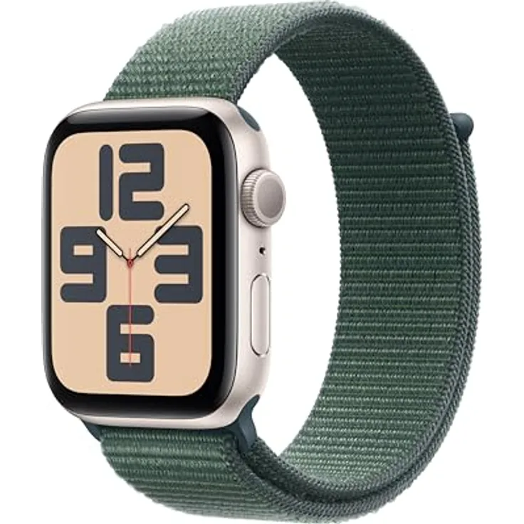 Apple Watch SE (2. Generation) GPS 44 mm Smartwatch in Polarstern und Seegrün, Fitness und Schlaftracker, Unfallerkennung, Retina Display, CO₂ neutral.