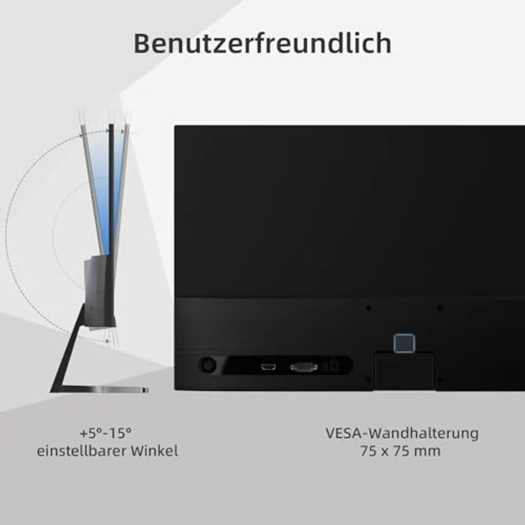 CHIQ 22F650 Monitor, 22 Zoll FHD (1920 x 1080), 100 Hz, Adaptive-Sync, 100% sRGB, HDMI, VGA, VESA, rahmenlos, ultradünn – Bild 5