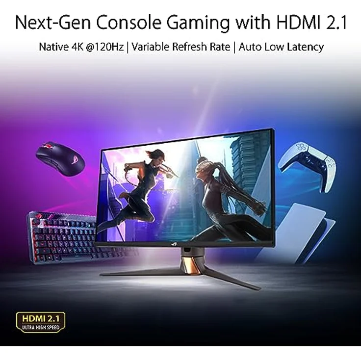 ASUS ROG Swift PG27UQR - 27 Zoll 4K UHD Gaming Monitor - 160 Hz, 1ms GtG, FreeSync, AdaptiveSync, DisplayHDR 600 - Fast-IPS Panel, Schwarz – Bild 2
