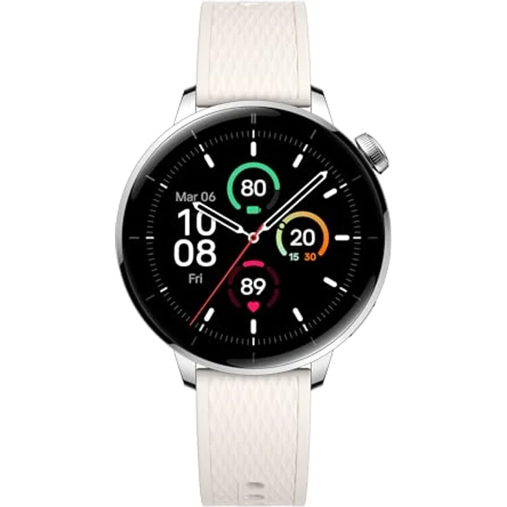 OnePlus Watch 3, Smartwatch 43mm Silber mit weißem Gummi Armband – Bild 3