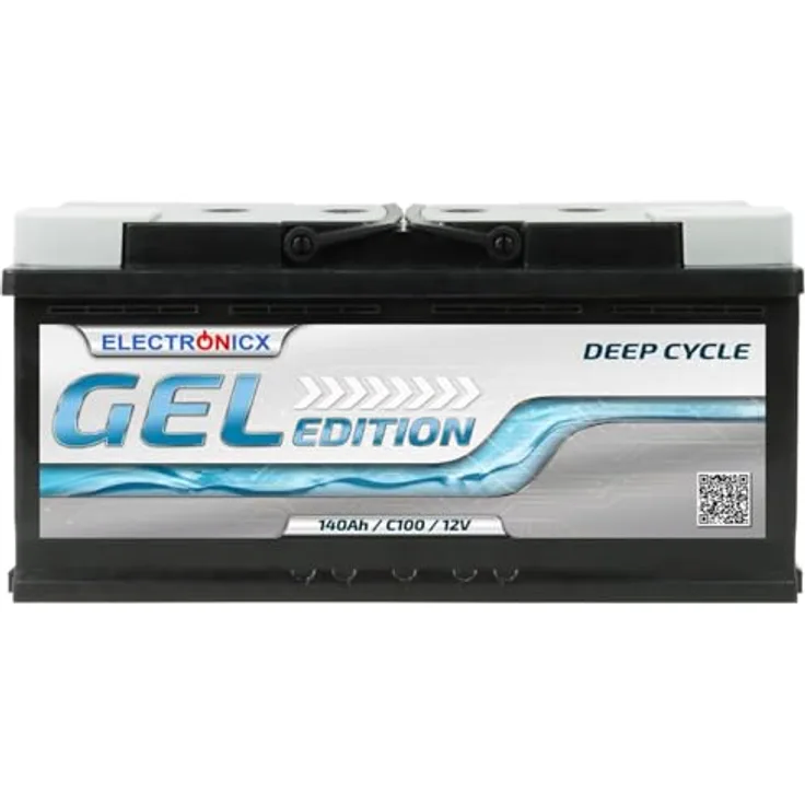 Electronicx Gel Batterie 140 AH 12V, wartungsfreie Solarbatterie für Wohnmobil und Boot, stoßfest und langlebig