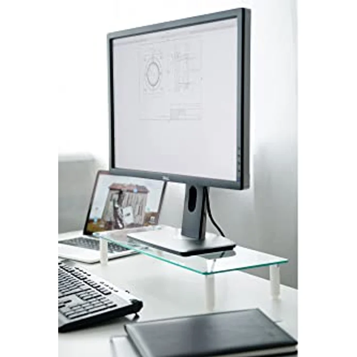 DIGITUS Universal Monitor-Erhöhung aus Glas - Bildschirm-Ständer - Traglast 20 kg - Rutschhemmend - Füße in Weiß – Bild 7