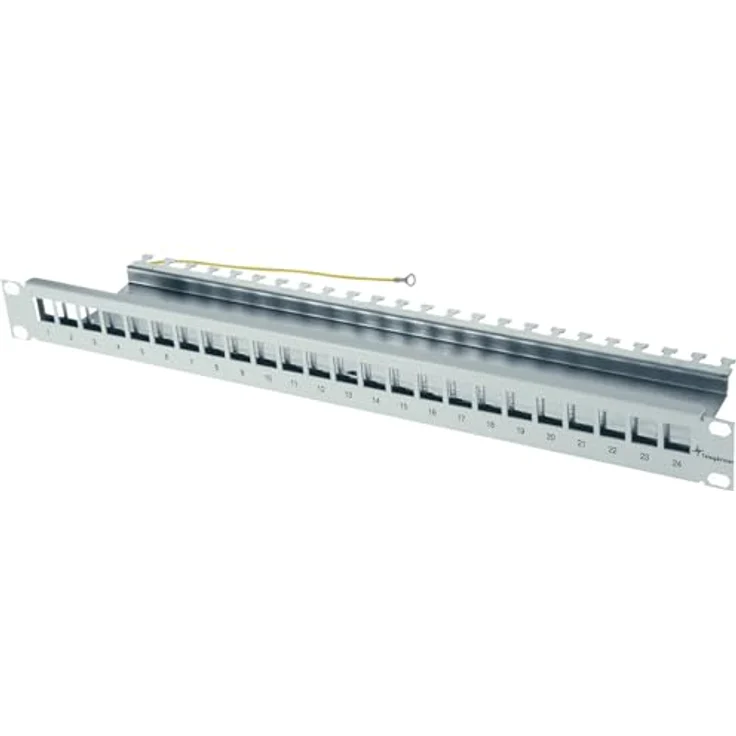 Telegärtner 100021492 24 Port Netzwerk-Patchpanel, CAT 6a, 483mm (19"), unbestückt, 1 HE, lichtgrau (RAL 7035) – Bild 1