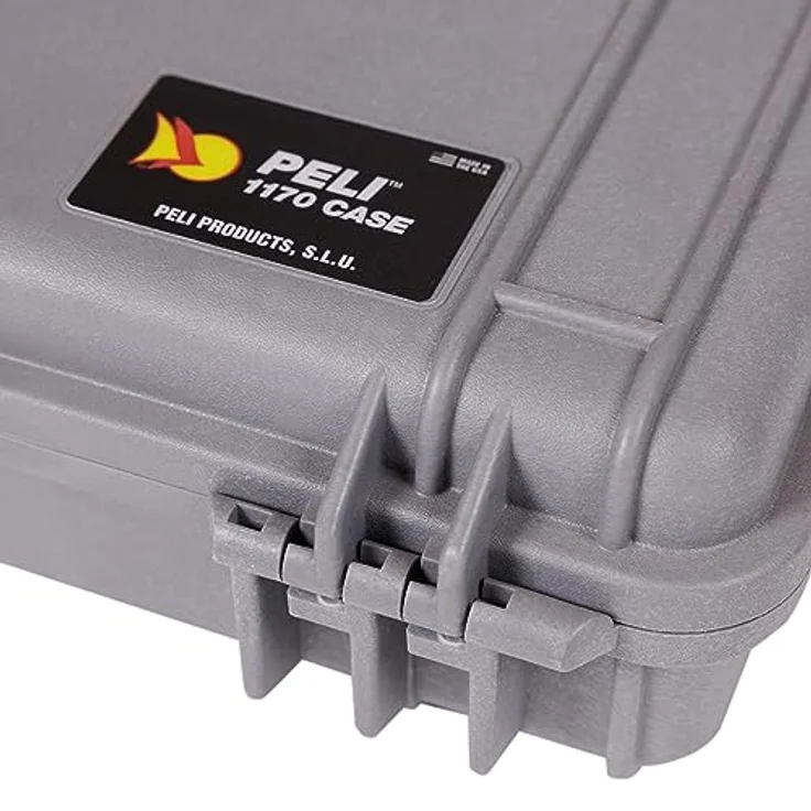PELI 1170 Professioneller Kamerakoffer für Optimalen Schutz, IP67 Wasser- und Staubdicht, 3L Volumen, Hergestellt in den USA, Mit Schaumstoffeinlage (Anpassbar), Silber – Bild 8