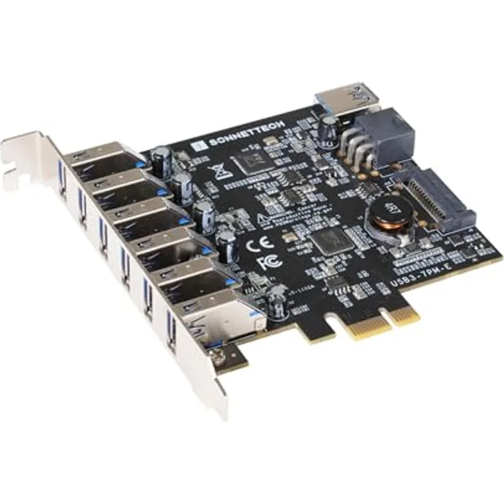 SoNNeT Allegro 7-Port USB 3.2 Gen 1 Typ A PCIe Karte, mit 5Gbps Anschlüssen und Überstromsicherung für Mac, Windows und Linux