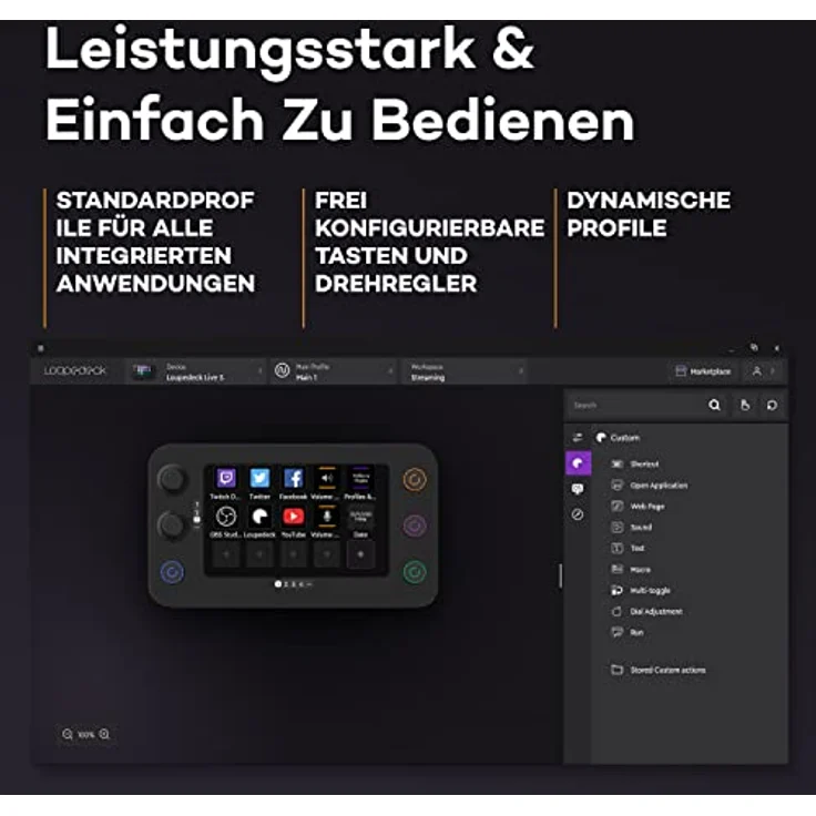 Loupedeck Live S - Die Konsole für volle Stream-Kontrolle, Produktivität und Content Creation. Mit anpassbaren LED-Touch-Buttons, Drehreglern und RGB-Tasten. Für Mac und Windows – Bild 5