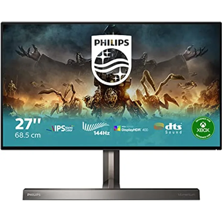 Philips 279M1RV - 27 Zoll UHD Gaming Monitor, HDR600, Ambiglow, FreeSync Premium Pro (3840x2160, 144 Hz, HDMI 2.1, Displayport 1.4, USB-C 3.2, USB Hub) schwarz