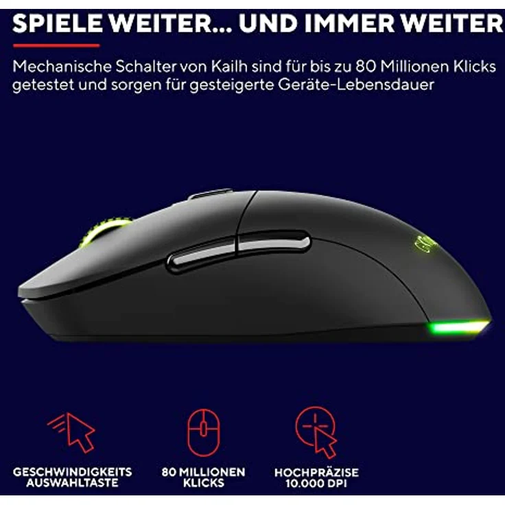 Trust Gaming GXT 980 Redex Wiederaufladbare Kabellose Gaming-Maus, 200-10.000 DPI, Geringer Latenz, RGB-Maus, 6 Programmierbare Tasten, USB-Dongle, PC-Maus für Laptop, Computer, Windows – Schwarz – Bild 3