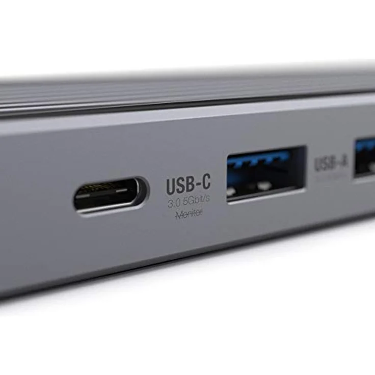 Unisynk USB-C 10-Port Dual Screen Hub Grey 100W, Dual Screen, Rubberized Edges, Grooved Aluminum, L-Connector – Bild 4