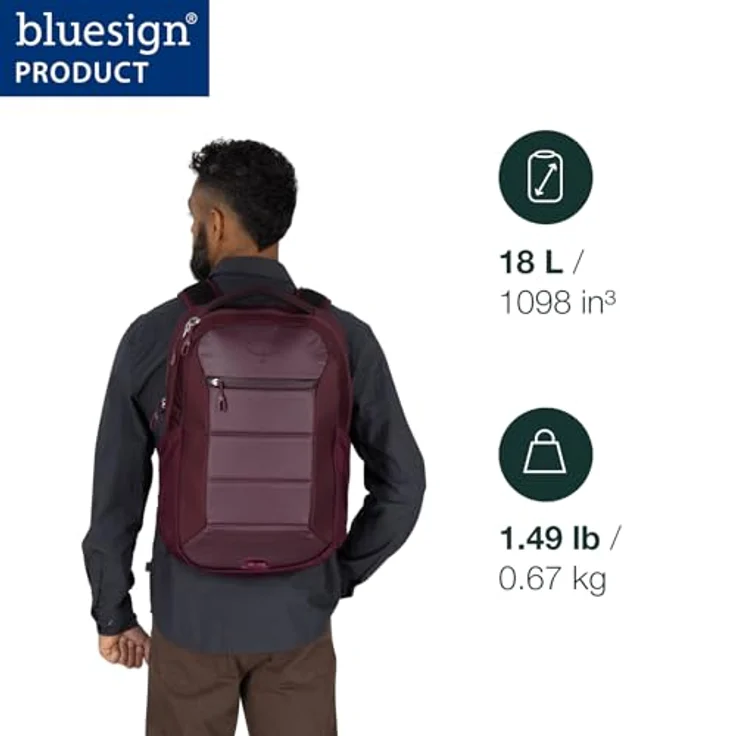 Osprey Ozone Laptop-Rucksack, leichter Reiserucksack mit 16-Zoll-Laptophülle, belüftetem AirScape-Rückenteil, Handgepäck-kompatibel, Schwarz – Bild 2