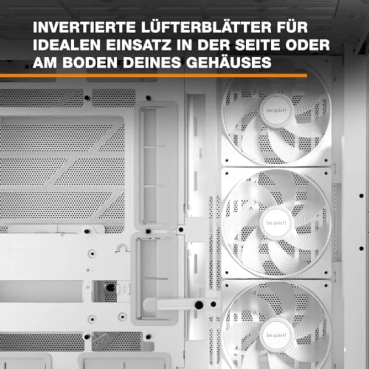 be quiet! LIGHT WINGS LX 140mm PWM Reverse Triple Pack White, Gehäuselüfter mit Sleeve-Lager und umgekehrten Lüfterblättern – Bild 3